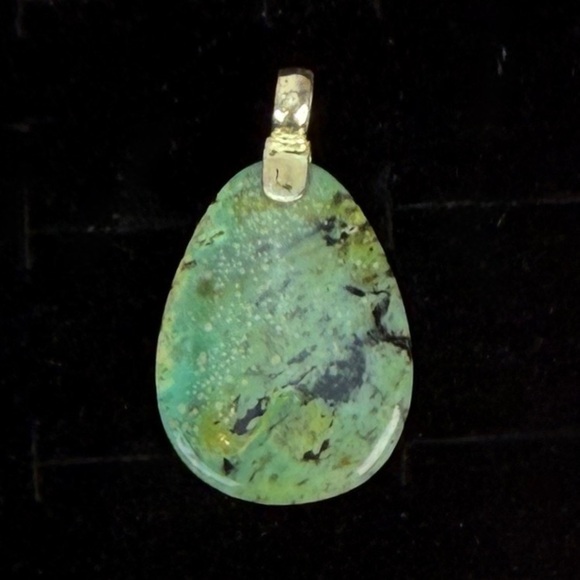 Jewelry - Natural Green Ocean Jasper Pear Shape Pendant